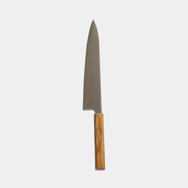 【牛刀】INOX スウェーデン鋼 (両刃) オリーブウッド八角柄 240mm｜BECOSオリジナル | 堺打刃物｜一刀斎虎徹