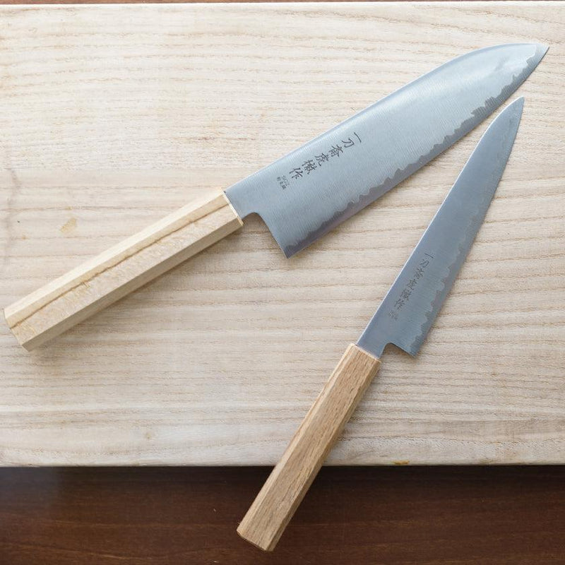 【ペティナイフ】粉末ハイス鋼スーパーゴールド(SG2) (両刃) 樫八角柄 150mm｜BECOSオリジナル | 関の刃物｜一刀斎虎徹