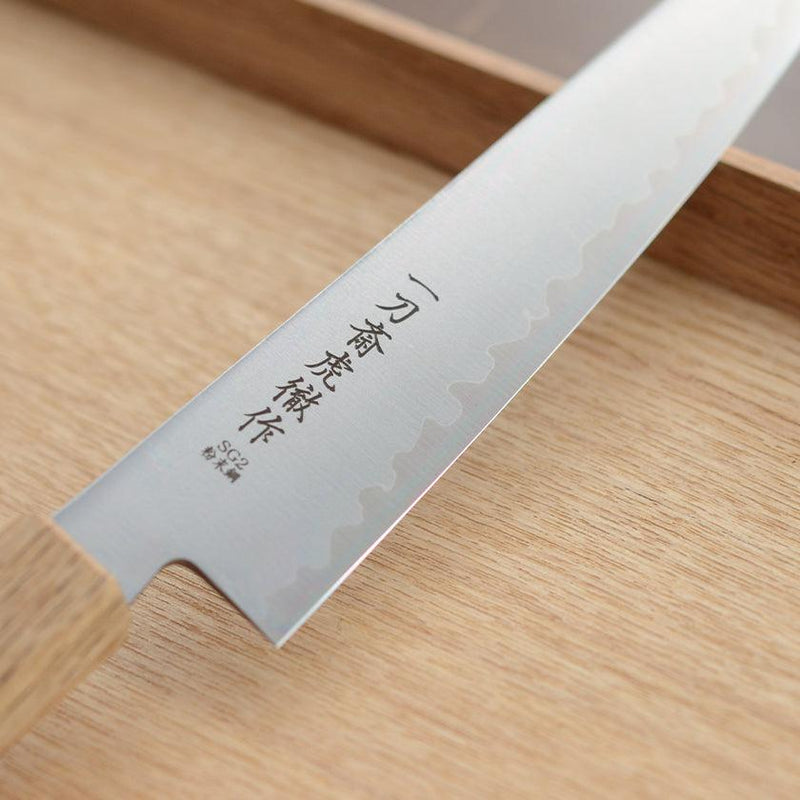【ペティナイフ】粉末ハイス鋼スーパーゴールド(SG2) (両刃) 樫八角柄 150mm｜BECOSオリジナル | 関の刃物｜一刀斎虎徹