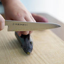 【ペティナイフ】粉末ハイス鋼スーパーゴールド(SG2) (両刃) 樫八角柄 150mm｜BECOSオリジナル | 関の刃物｜一刀斎虎徹