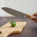 【三徳包丁】粉末ハイス鋼スーパーゴールド(SG2) (両刃) 樫八角柄 180mm｜BECOSオリジナル | 関の刃物｜一刀斎虎徹