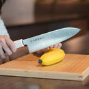 【三徳包丁】粉末ハイスSG2 ダマスカス 縞黒檀八角人工大理石口輪 180  | 堺打刃物｜一刀斎虎徹