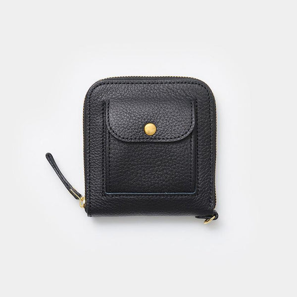 【本革ケース】type2 SHRINK 路地入ル (黒) alley-black ソフトシュリンク牛革 コインポケット付・Dカン標準装備 | 革加工 | RAKUKEI