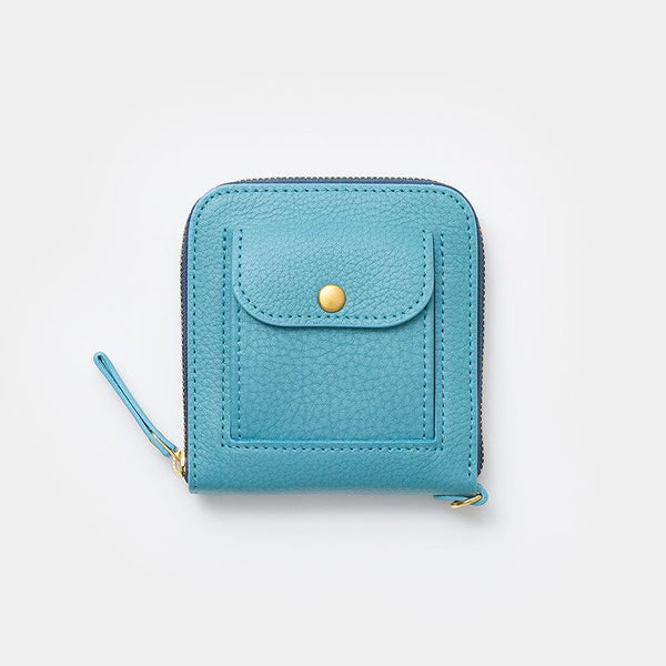 【本革ケース】type2 SHRINK すんずり川床 (水色) riverbreeze-blue ソフトシュリンク牛革 コインポケット付・Dカン標準装備 | 革加工 | RAKUKEI