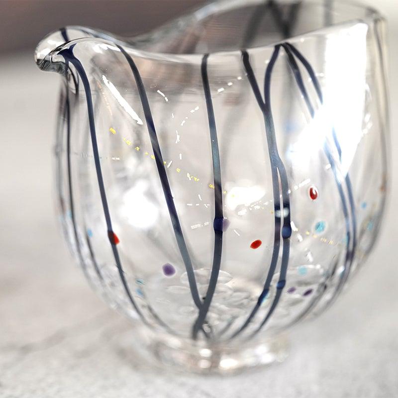 【吹きガラス】SUN GLASS STUDIO KYOTO 玄 酒器セット (酒差し, 盃1個)