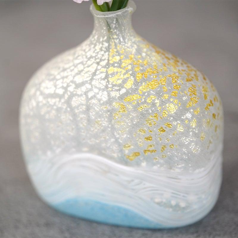 【吹きガラス】SUN GLASS STUDIO KYOTO 薫風 花器 ブルー