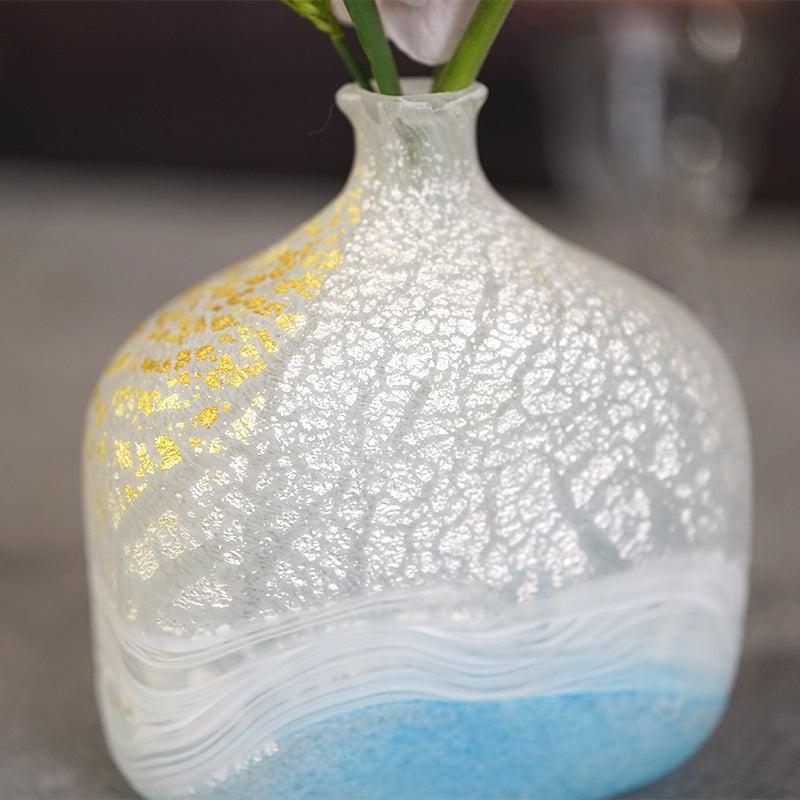 【吹きガラス】SUN GLASS STUDIO KYOTO 薫風 花器 ブルー