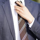 【手織り】KUSKA 2ラインレジメンタルタイ (ブラウン)