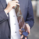 【手織り】KUSKA 2ラインレジメンタルタイ (ブラウン)