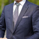 【手織り】KUSKA 丹後ジャカードタイ (ホワイトグレー)