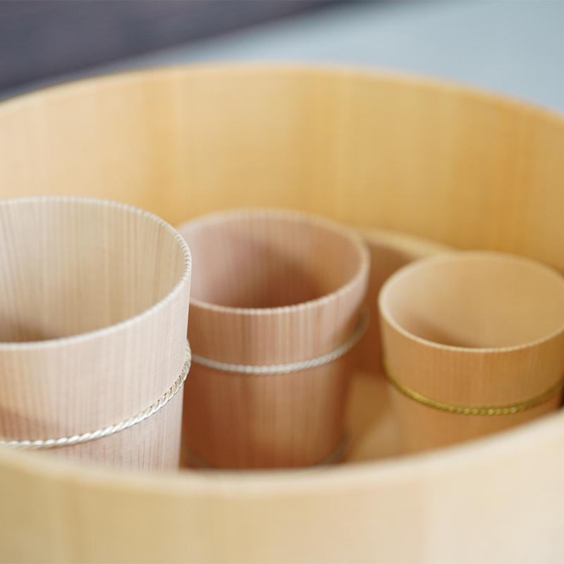 【京指物】桶屋 近藤 ぐい呑 一寸七分 縦型 /吉野杉