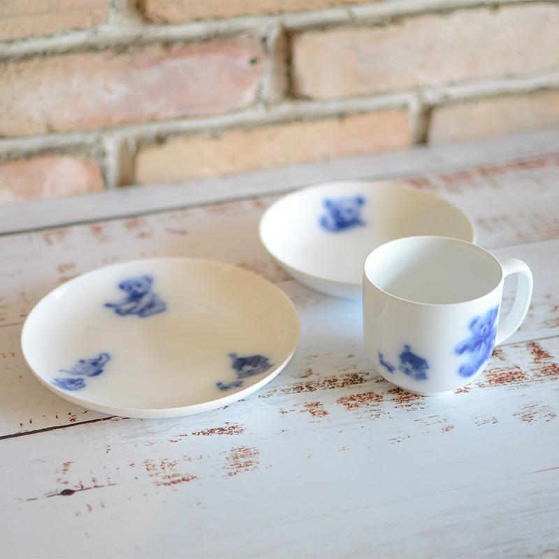 【磁器】大倉陶園 マイリトルベア3点セット（プレート、マグカップ、フルーツ皿）