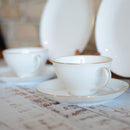 【磁器】大倉陶園 ゴールドライン（クープシェープ） カップ＆ソーサー・19cmデザート皿ペアセット