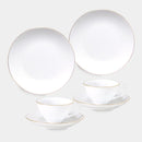 【磁器】大倉陶園 ゴールドライン（クープシェープ） カップ＆ソーサー・19cmデザート皿ペアセット