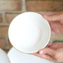 【磁器】大倉陶園 ゴールドライン（クープシェープ） ブランチセット（ミート皿、ポリッジボール、モーニングカップ各2点）