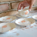 【磁器】大倉陶園 花毬 湯呑み・13cm梅型小皿（5人揃）