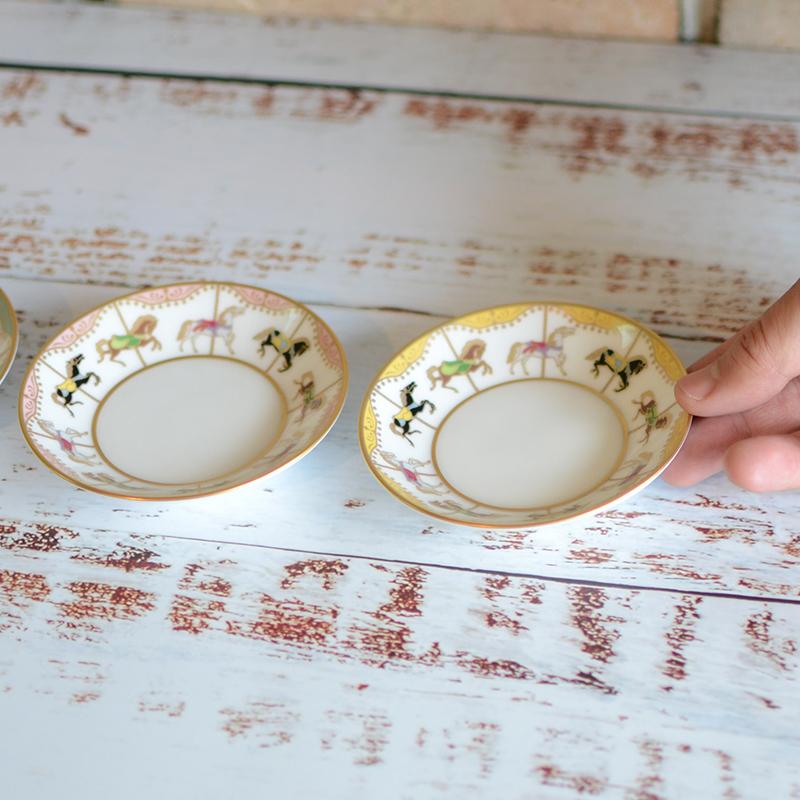 【磁器】大倉陶園 「うまくゆく 回転木馬」 10cmミニディッシュ（3色セット）