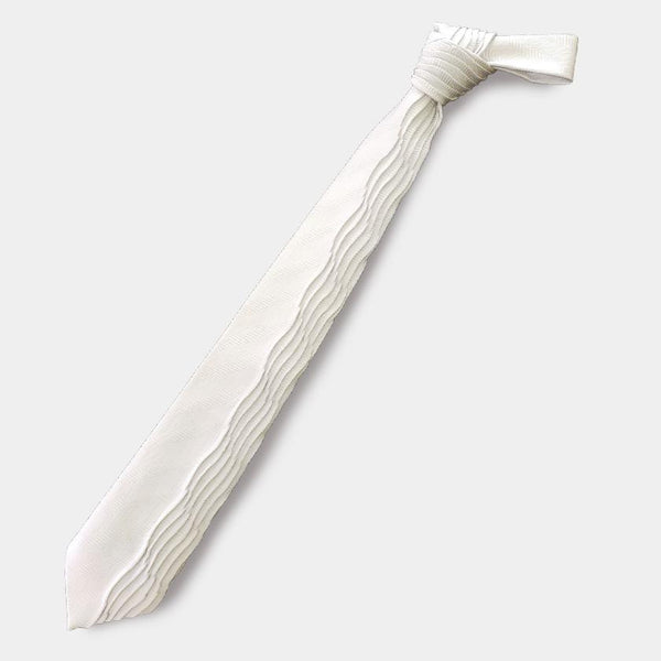 【西陣織】Nekado プリーツタイ ヘリンボーン ホワイト