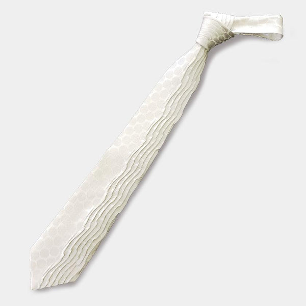 【西陣織】Nekado プリーツタイ 水玉 ホワイト