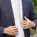 【西陣織】Nekado プリーツタイ 水玉 ホワイト