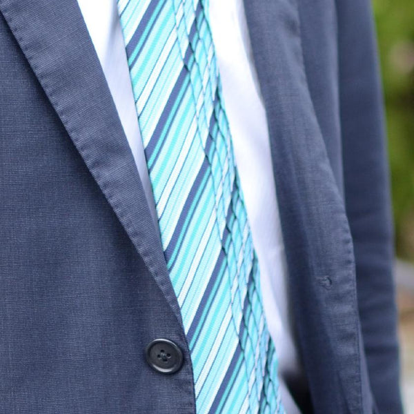 【西陣織】Nekado プリーツタイ マルチストライプ グリーン