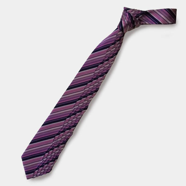 【西陣織】Nekado プリーツタイ マルチストライプ ピンク