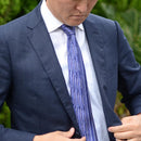 【西陣織】Nekado プリーツタイ 縦スト ブルー