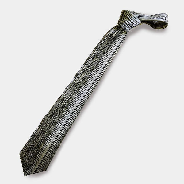 【西陣織】Nekado プリーツタイ 縦スト グレー