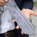 【西陣織】Nekado プリーツタイ 縦スト グレー