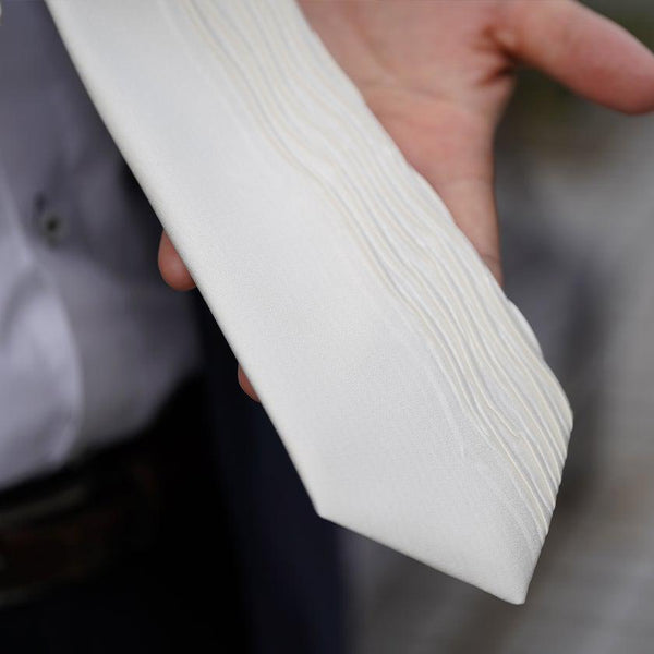 【西陣織】Nekado プリーツタイ サテンホワイト
