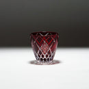 【ぐい呑】菊と矢来 -kiku yarai- (赤)｜切子