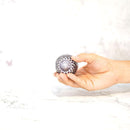 【ぐい呑】菊と矢来 -kiku yarai- (紫)｜切子