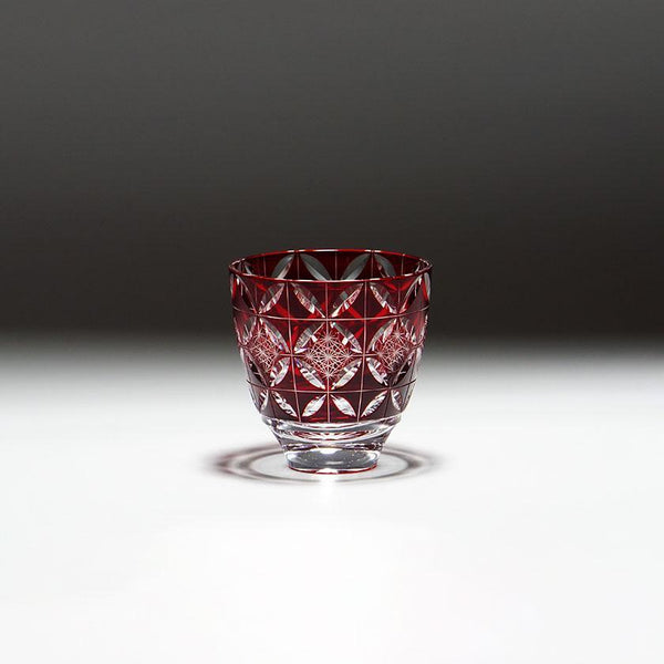 【ぐい呑】菊七宝 -kiku shippo- (赤)｜切子