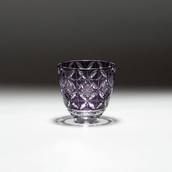 【ぐい呑】菊七宝 -kiku shippo- (紫)｜切子