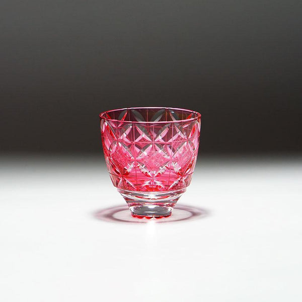 【ぐい呑】菊七宝 -kiku shippo- (金赤)｜切子