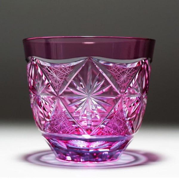 【グラス】冷酒グラス 銀湾の花-ginwan no hana- 金赤(ピンク) | 切子