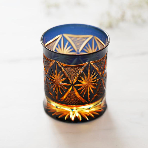 【ロックグラス】銀湾の花-ginwan no hana- 瑠璃オレンジ | 切子