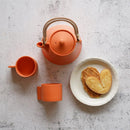【美濃焼】晋山窯ヤマツ ティーポット＆ミニカップ 3点セット Voyage オランジュルーシー