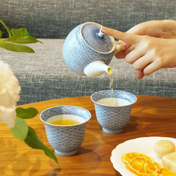 【茶器セット】急須&そり仙茶 (2ヶ) 平戸青海波 | 三川内焼 | 平戸松山窯