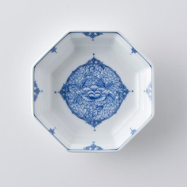 【お皿】八角向付 間取牡丹唐草 | 三川内焼 | 平戸松山窯