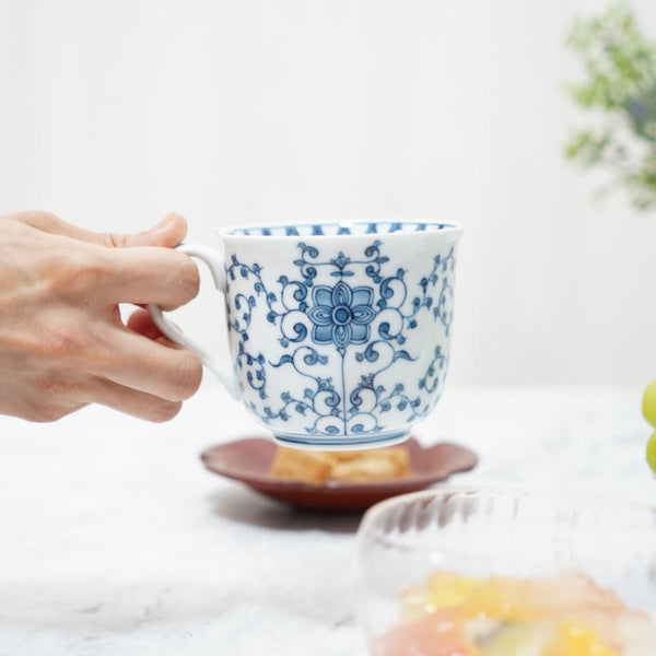 【マグカップ】一方押し 花唐草 | 三川内焼 | 平戸松山窯