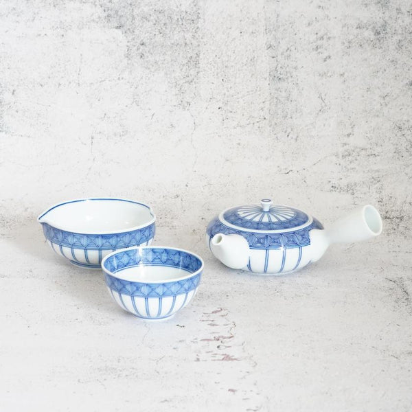 【茶器セット】平急須&さまし&丸平仙茶 平戸十草雷紋 | 三川内焼 | 平戸松山窯