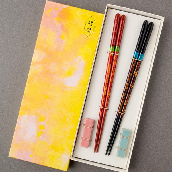 【夫婦箸】 ペア 夜空 箸置付 (22.5cm) | 筆描き