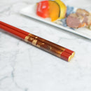 【輪島うるし箸 】橋本幸作漆器店 手描き蒔絵箸 金梨地 富士桜 朱 (1膳, 名入れ可)