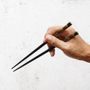 【輪島うるし箸 】橋本幸作漆器店 手描き蒔絵箸 金梨地 富士松原 黒 (1膳, 名入れ可)