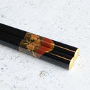 【輪島うるし箸 】橋本幸作漆器店 手描き蒔絵箸 富士桜 黒 (1膳, 名入れ可)