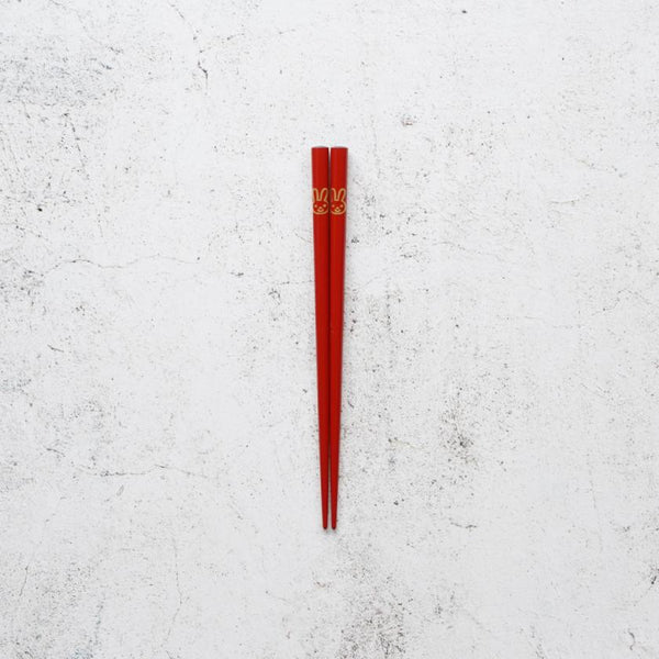 【輪島うるし箸 】橋本幸作漆器店 干支 こども箸 うさぎ 朱 (1膳, 名入れ可)