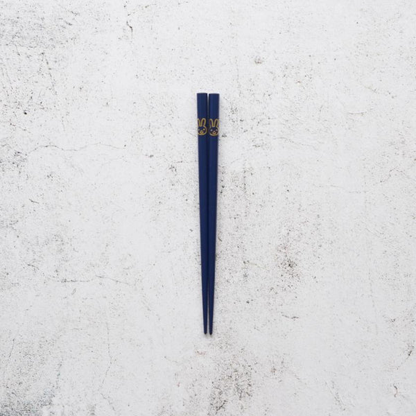 【輪島うるし箸 】橋本幸作漆器店 干支 こども箸 うさぎ 藍 (1膳, 名入れ可)