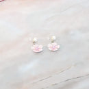 【アクセサリー】ベビーピンク (バレッタ、ブローチ、ピアス、バッグチャーム 4点セット ) | つまみ細工