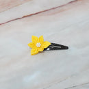 【アクセサリー】ゴールデンイエロー (バレッタ、ハットピンブローチ、ピアス、ヘアピン 4点セット ) | つまみ細工